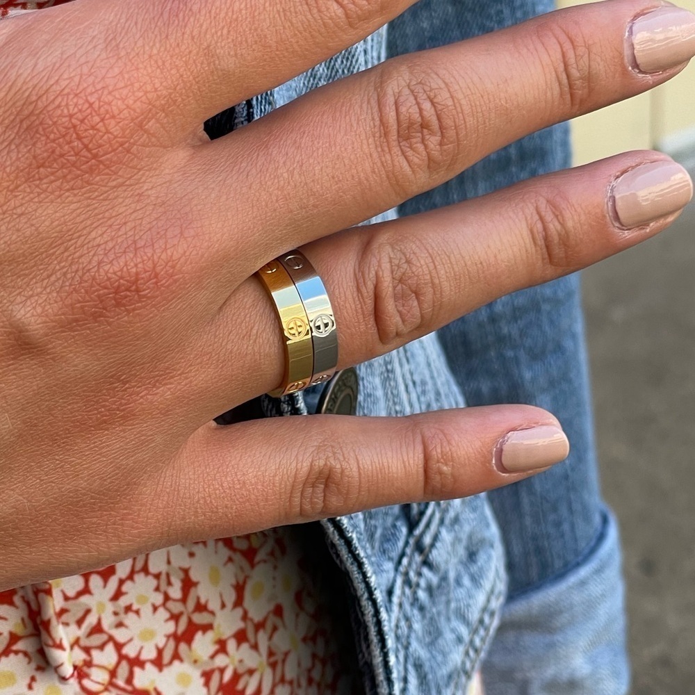 LUXURY ROSE GOLD SCREW RING LOVE BAND RING SILVER GOLD OR ROSE GOLD RING - Picture 5 of 16